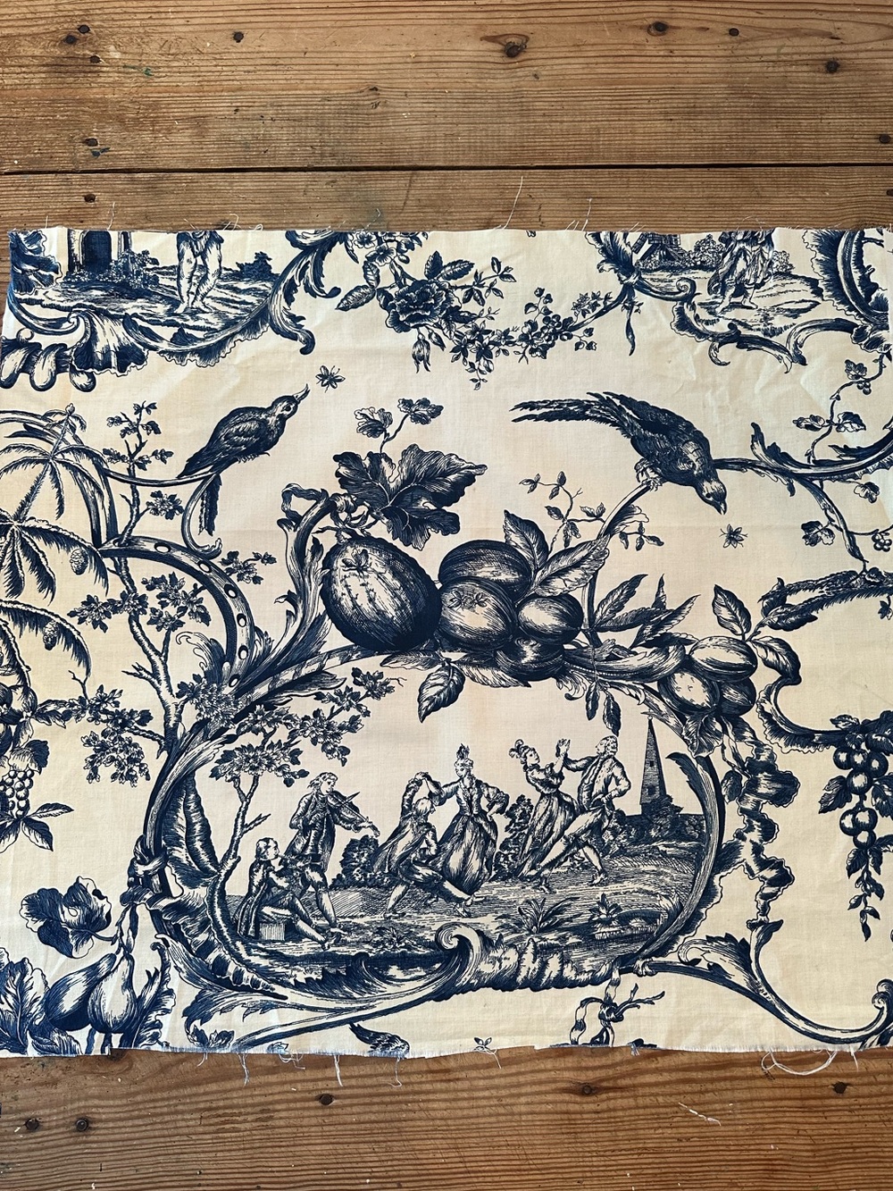 Schumacher Williamsburg Carolina Blue fabric remnant Cottagecore French country
